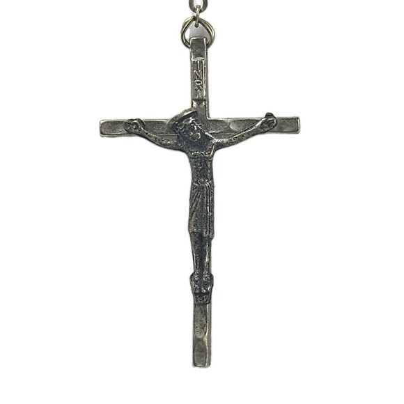 Vintage Crystal Glass Bead Catholic Rosary with Jesus Crucifix & Virgin Mary - Picture 12 of 14